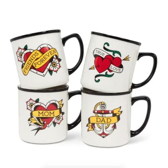 Exclusive "Dad" Tattoo Oversized Stoneware Mug - Oldschool Design - Picture 5 of 6